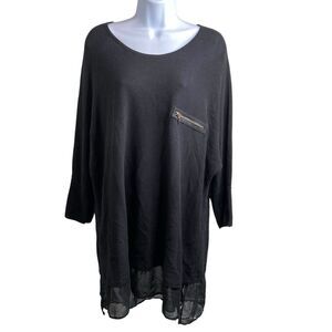 Chico’s Women's Long Black Tunic Top Size 4 XXL Layered‎ Lagenlook Boho Scandi